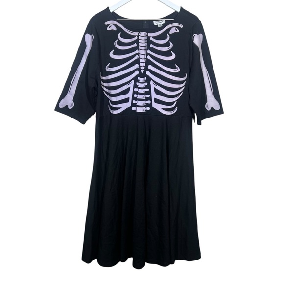 Unique Vintage Dresses & Skirts - Unique Vintage Womens Black Skeleton Halloween Dress Plus size 2X